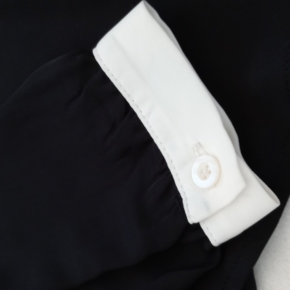 NWT Lauren Conrad Black Semi Sheer Long Sleeve Blouse with 2 Delicate Bows - Picture 5 of 7